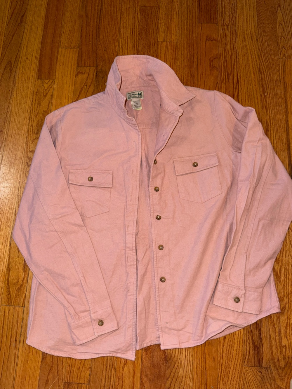 L.L. Bean vintage Y2K long sleeve button down women's pink Cotton Shirt Jacket